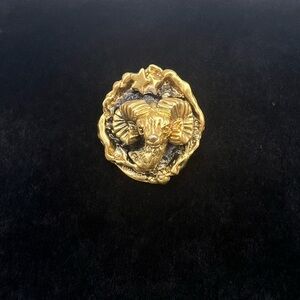 Tortolani Aries Ram Head Zodiac Vintage Brooch – Signed